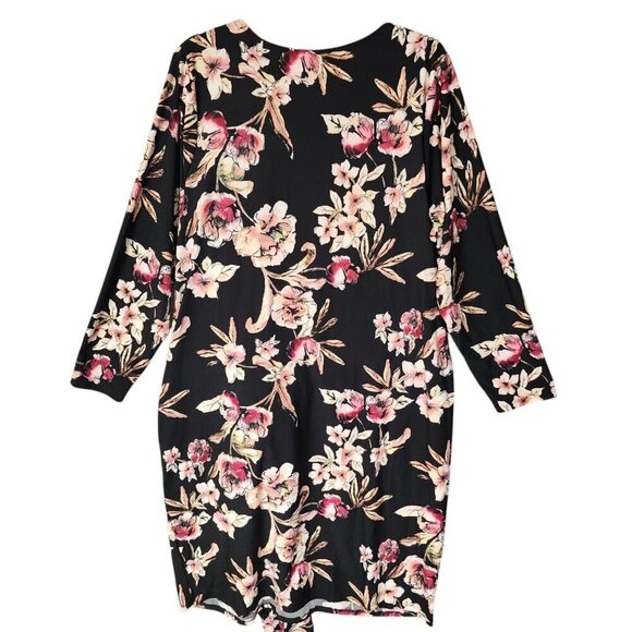 Rachel Roy Women's Black Stella Floral Print Belted Cocktail Midi Dress Size 2X - Picture 4 of 10